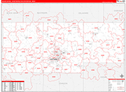 Cedar Rapids Metro Area Wall Map Red Line Style